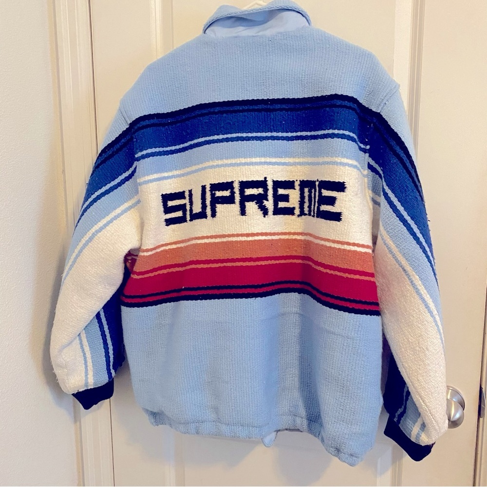 Like New Supreme Taxcala Blanket Men’s Jacket In Light Blue - Size L - Picture 13 of 16